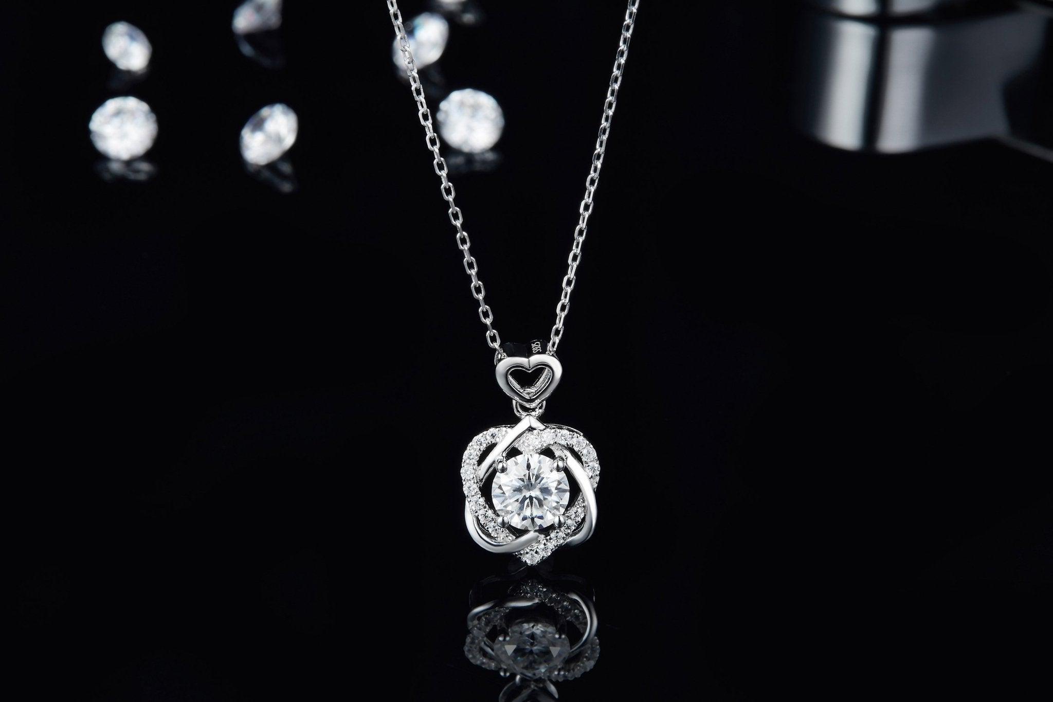 S925 Sterling Silver Heart Necklace, 1ct D-VVS1 Moissanite & Lab-Grown Gems, Platinum Plated 3g With GRA Certificate Gift Box - IVOIRART.COM