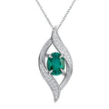 S925 Sterling Silver Lab-Grown Emerald Necklace, 9x7mm Oval Cut Interwoven Pendant, Platinum Plated 40&45cm Chain, 5g Women's Jewelry Gift Box - IVOIRART.COM