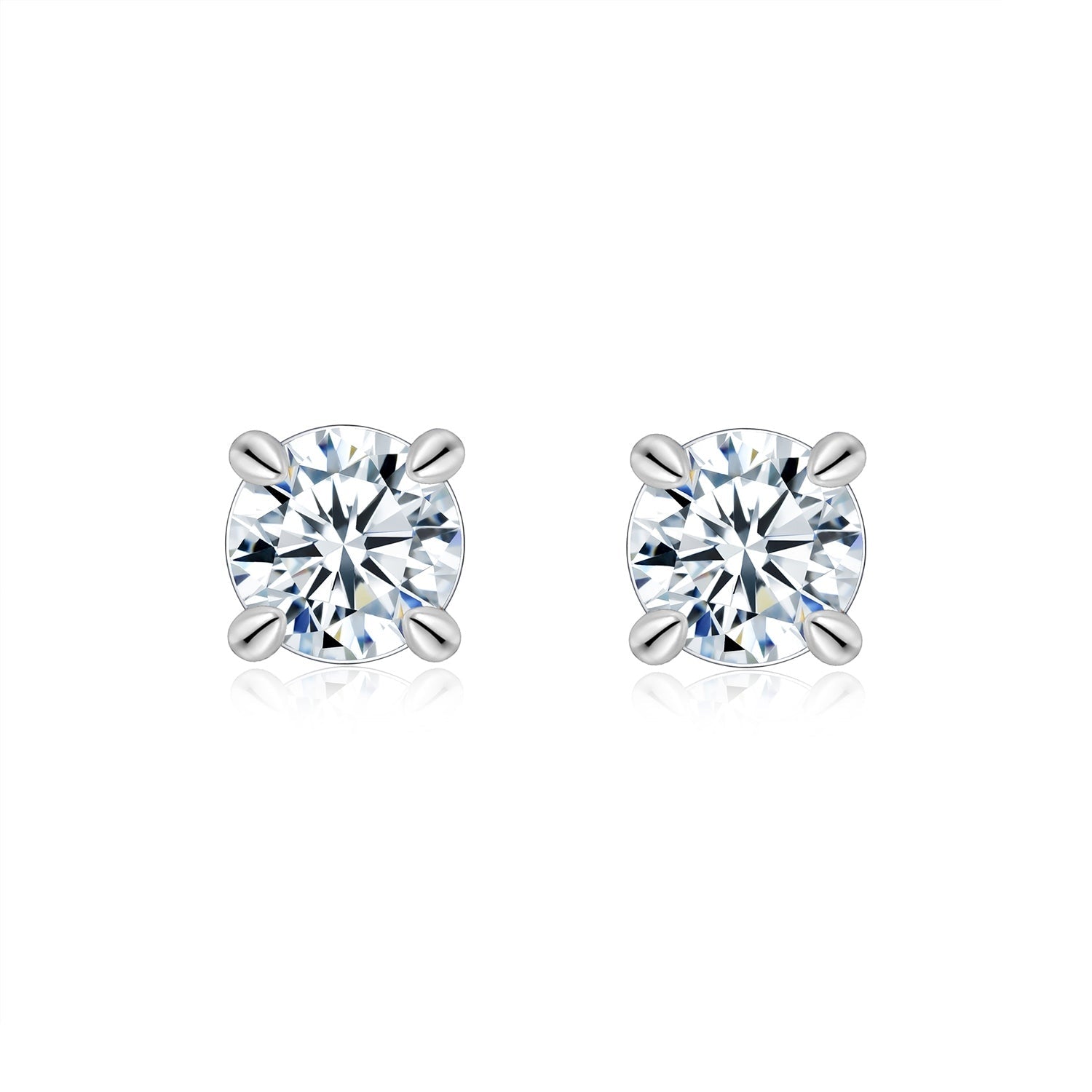 S925 Sterling Silver Moissanite Stud Earrings, 0.5&2ct D-VVS1 4-Prong Basket Pave With Screw Backs, GRA Certificate Gift Box - IVOIRART.COM
