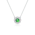 S925 Sterling Silver Necklace 45cm, 6mm Round Green Chrysoprase Pendant, Platinum Plated D Aisy Flower Jewelry For Women With Gift Box - IVOIRART.COM
