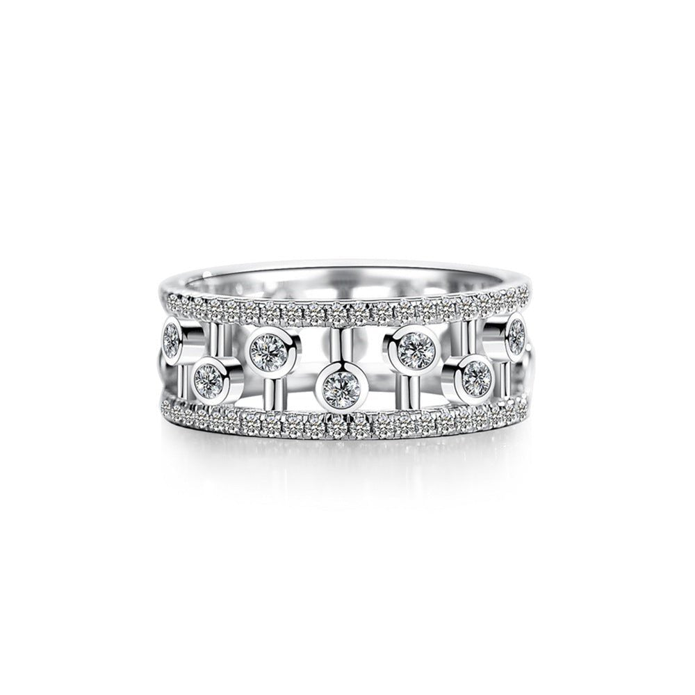 S925 Sterling Silver Ring European And American Full Diamond - IVOIRART.COM