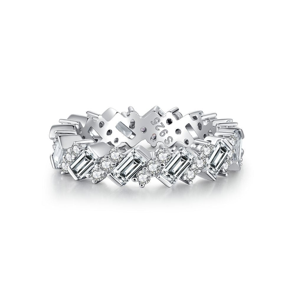 S925 Sterling Silver Ring European And American Full Diamond - IVOIRART.COM