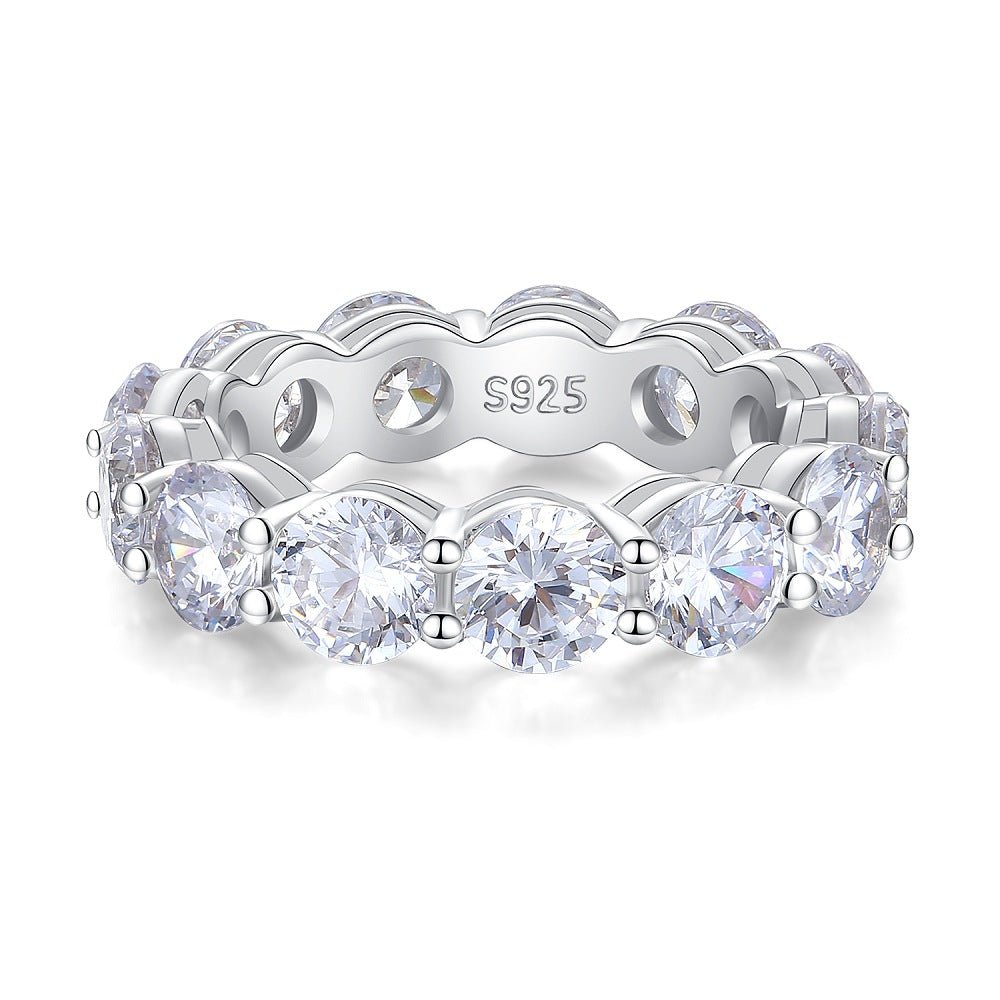 S925 Sterling Silver Ring European And American Full Diamond - IVOIRART.COM