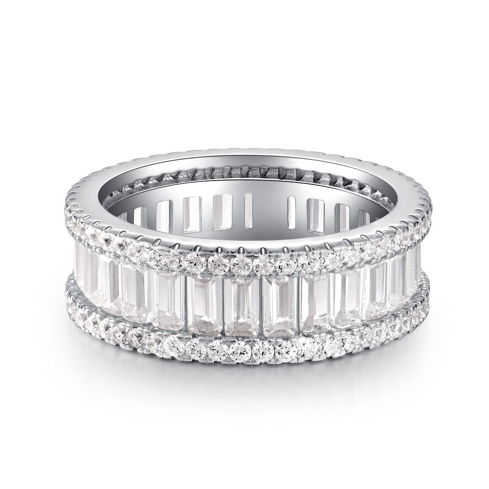 S925 Sterling Silver Ring European And American Full Diamond - IVOIRART.COM