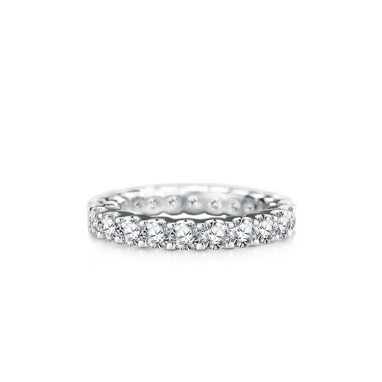 S925 Sterling Silver Ring European And American Full Diamond - IVOIRART.COM