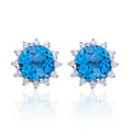 S925 Sterling Silver Starburst Stud Earrings, 6mm Natural Blue Crystal, Platinum Plated 1.6g, Sparkling Snowflake Earrings For Women, Fashion Jewelry Gift Box - IVOIRART.COM