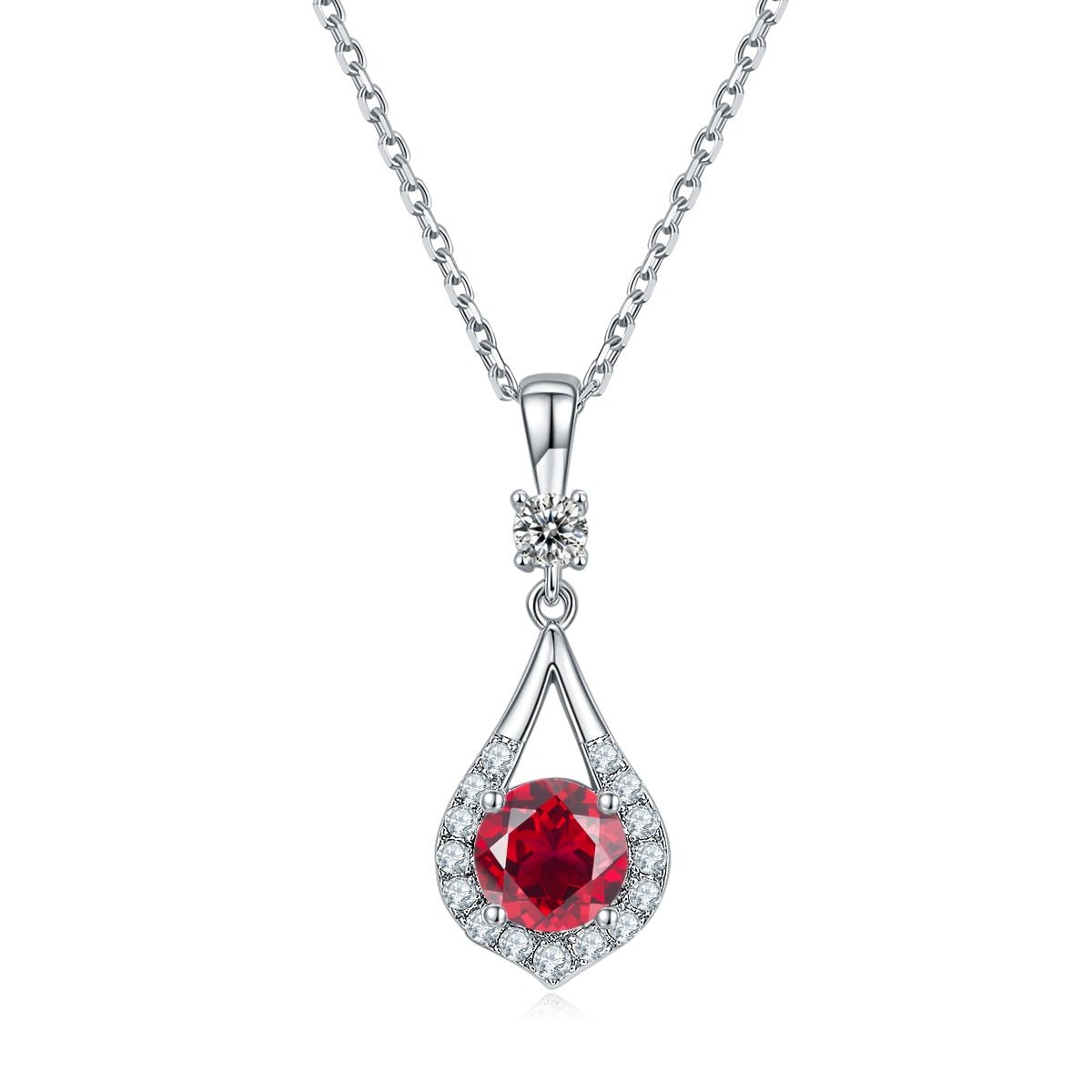 S925 Sterling Silver Teardrop Halo Necklace, 1ct D-VVS1 Moissanite & Lab-Grown Gems, Platinum Plated 1.7g With GRA Certificate Gift Box - IVOIRART.COM