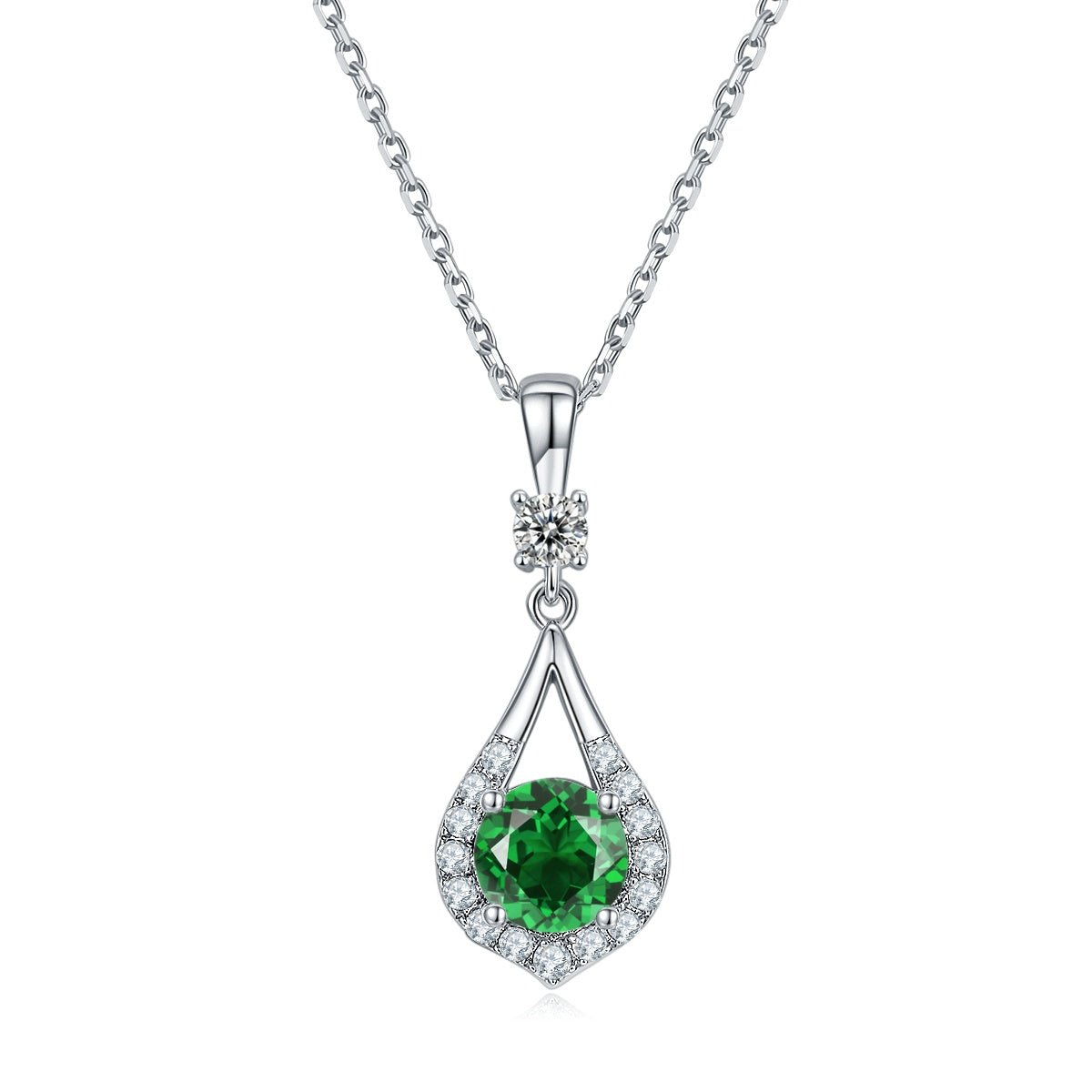 S925 Sterling Silver Teardrop Halo Necklace, 1ct D-VVS1 Moissanite & Lab-Grown Gems, Platinum Plated 1.7g With GRA Certificate Gift Box - IVOIRART.COM