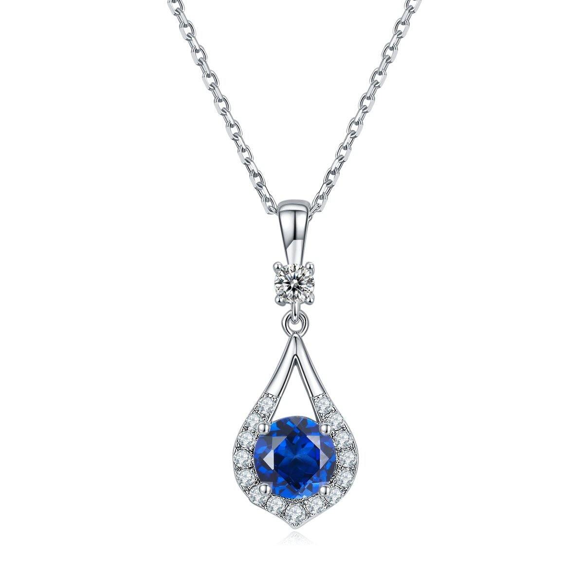 S925 Sterling Silver Teardrop Halo Necklace, 1ct D-VVS1 Moissanite & Lab-Grown Gems, Platinum Plated 1.7g With GRA Certificate Gift Box - IVOIRART.COM