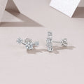 S925 Sterling Silver Three-Stone Curved Stud Earrings, 0.5ct D-VVS1 Moissanite, Platinum Plated 2.1g With GRA Certificate Gift Box - IVOIRART.COM