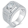 S925 Sterling Silver Wide Band Moissanite Ring, 1&2&3&5ct D-VVS1 Octagon Pave Setting, US Sizes 5-9, GRA Certified Jewelry Gift Box - IVOIRART.COM