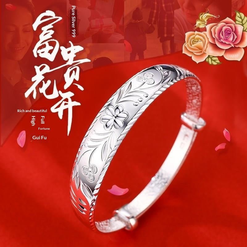 S999 Bracelet Femme Argent Sterling 25g/35g - Motifs porte-bonheur cartoon modele - IVOIRART.COM