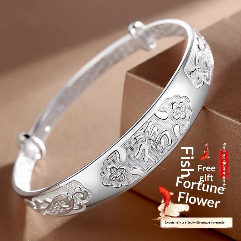 S999 Bracelet Femme Argent Sterling 25g/35g - Motifs porte-bonheur cartoon modele - IVOIRART.COM