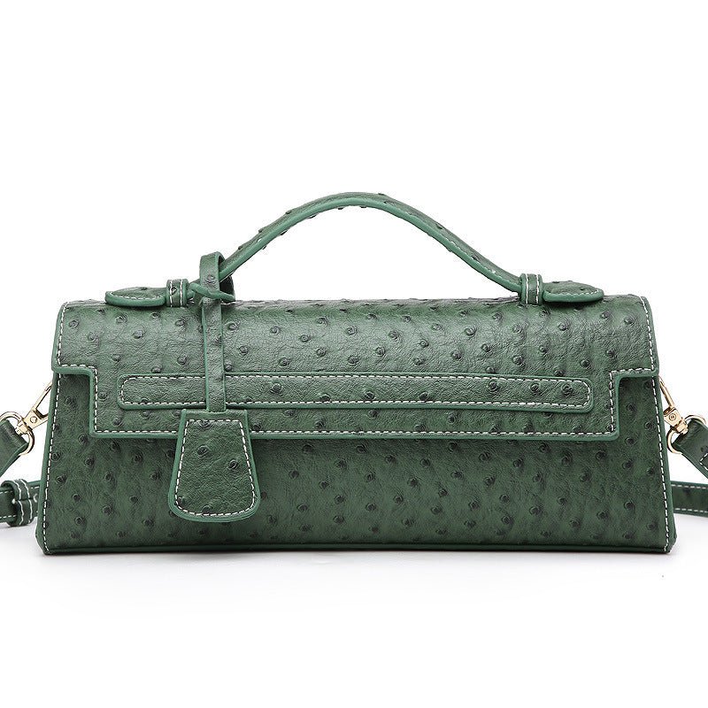 Sac à bandoulière adorable en grain d’autruche, élégant et pratique, 28x6,5x11 cm - IVOIRART.COM