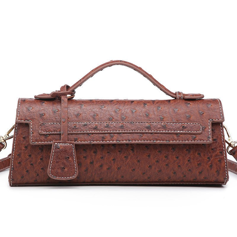 Sac à bandoulière adorable en grain d’autruche, élégant et pratique, 28x6,5x11 cm - IVOIRART.COM