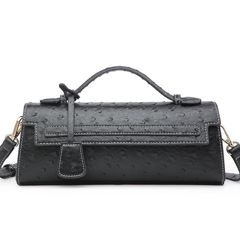 Sac à bandoulière adorable en grain d’autruche, élégant et pratique, 28x6,5x11 cm - IVOIRART.COM