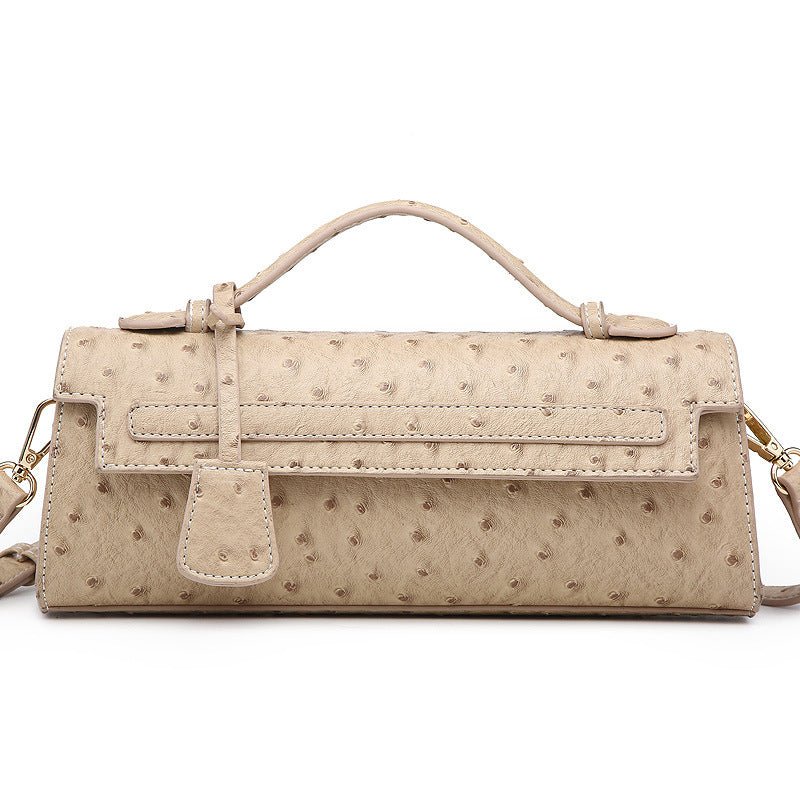 Sac à bandoulière adorable en grain d’autruche, élégant et pratique, 28x6,5x11 cm - IVOIRART.COM