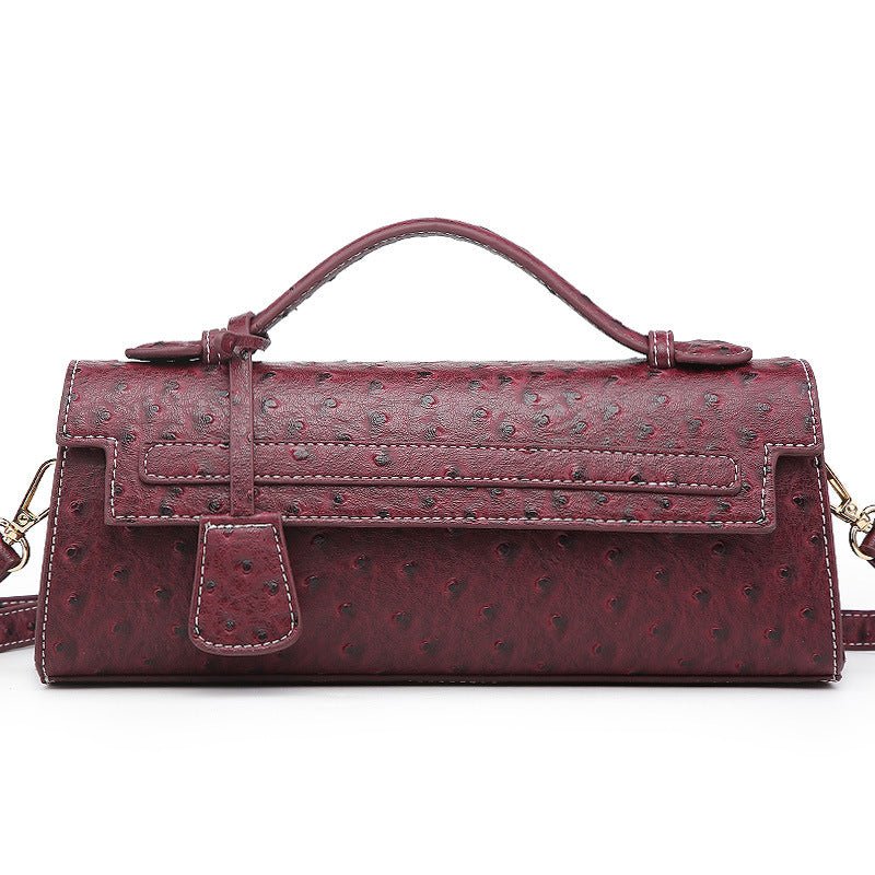 Sac à bandoulière adorable en grain d’autruche, élégant et pratique, 28x6,5x11 cm - IVOIRART.COM