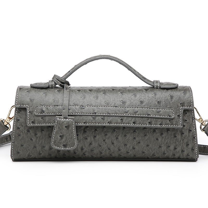 Sac à bandoulière adorable en grain d’autruche, élégant et pratique, 28x6,5x11 cm - IVOIRART.COM