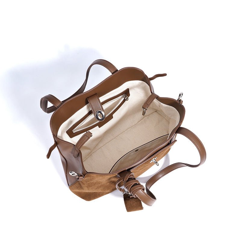 Sac à bandoulière polyvalent vintage en cuir velouté au design minimaliste doux - IVOIRART.COM