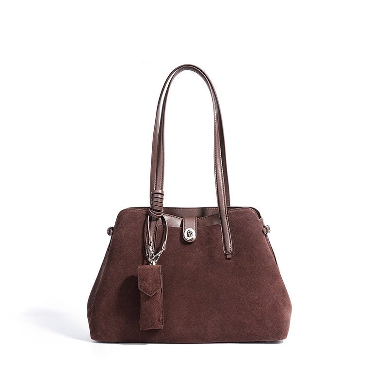 Sac à bandoulière polyvalent vintage en cuir velouté au design minimaliste doux - IVOIRART.COM