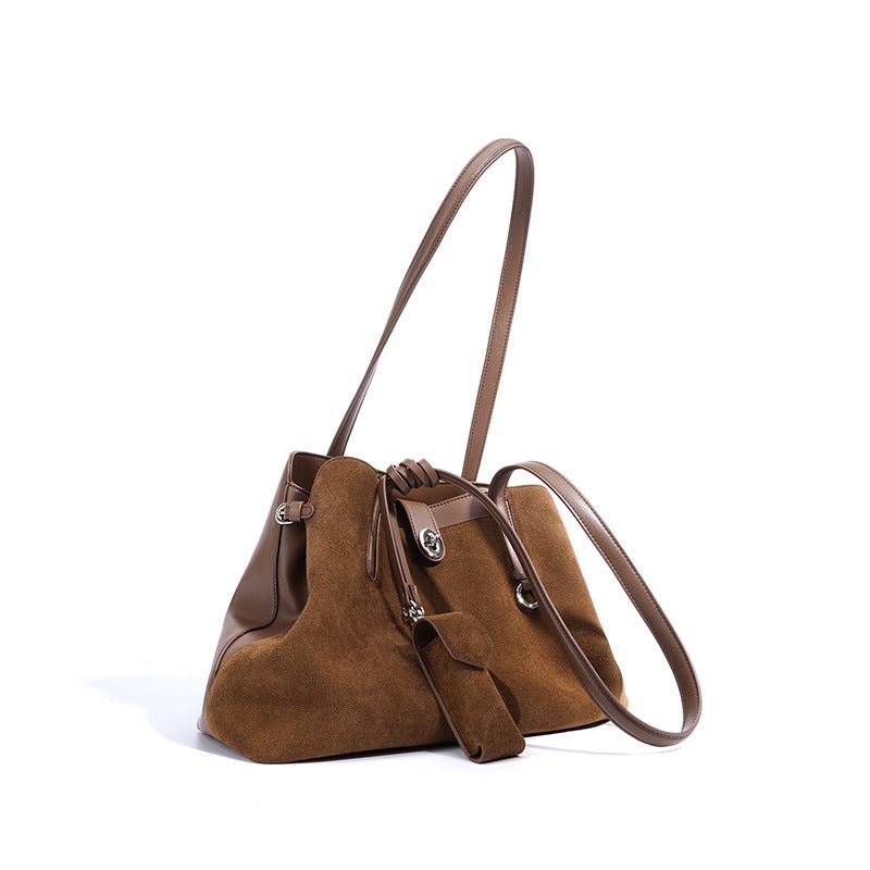 Sac à bandoulière polyvalent vintage en cuir velouté au design minimaliste doux - IVOIRART.COM
