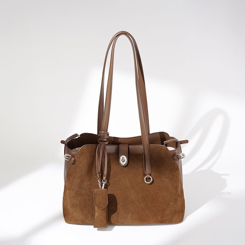 Sac à bandoulière polyvalent vintage en cuir velouté au design minimaliste doux - IVOIRART.COM