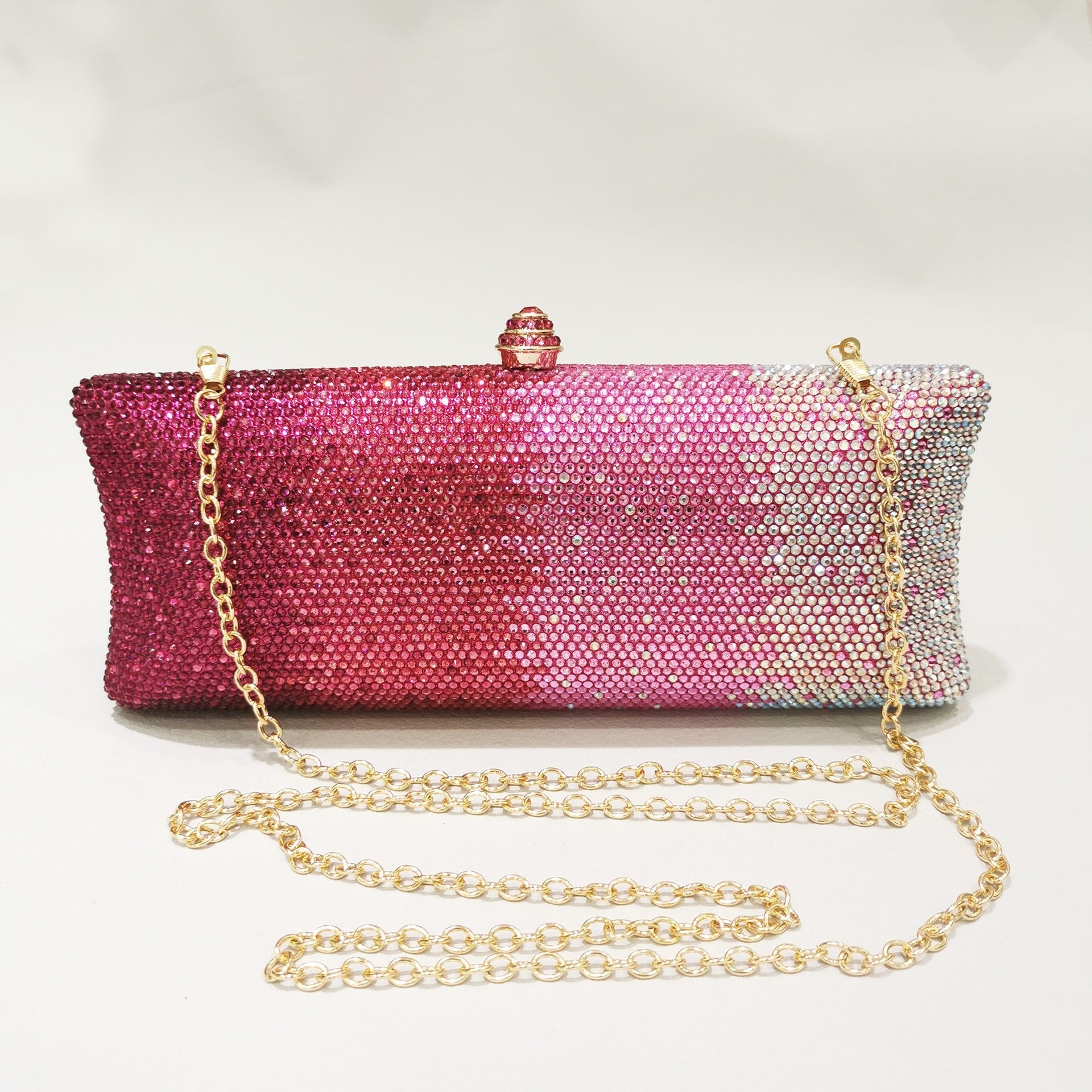 Sac à bandoulière pour femme avec clutch de soirée à strass dégradés - IVOIRART.COM