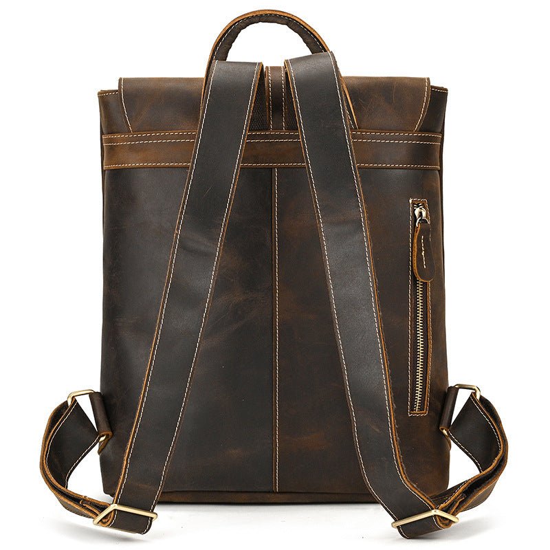 Sac à Dos en Cuir Crazy Horse pour Homme, Style Rétro, Sac d'Extérieur Élégant - IVOIRART.COM