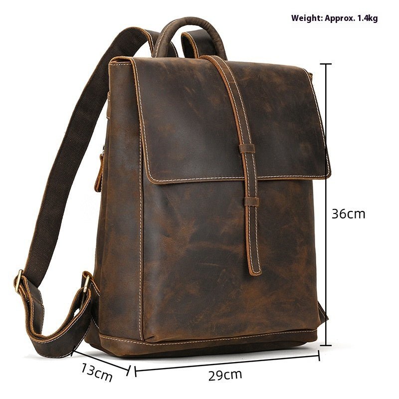 Sac à Dos en Cuir Crazy Horse pour Homme, Style Rétro, Sac d'Extérieur Élégant - IVOIRART.COM