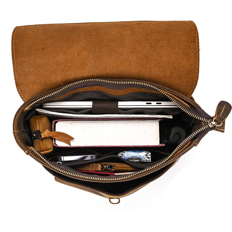 Sac à Dos en Cuir Crazy Horse pour Homme, Style Rétro, Sac d'Extérieur Élégant - IVOIRART.COM