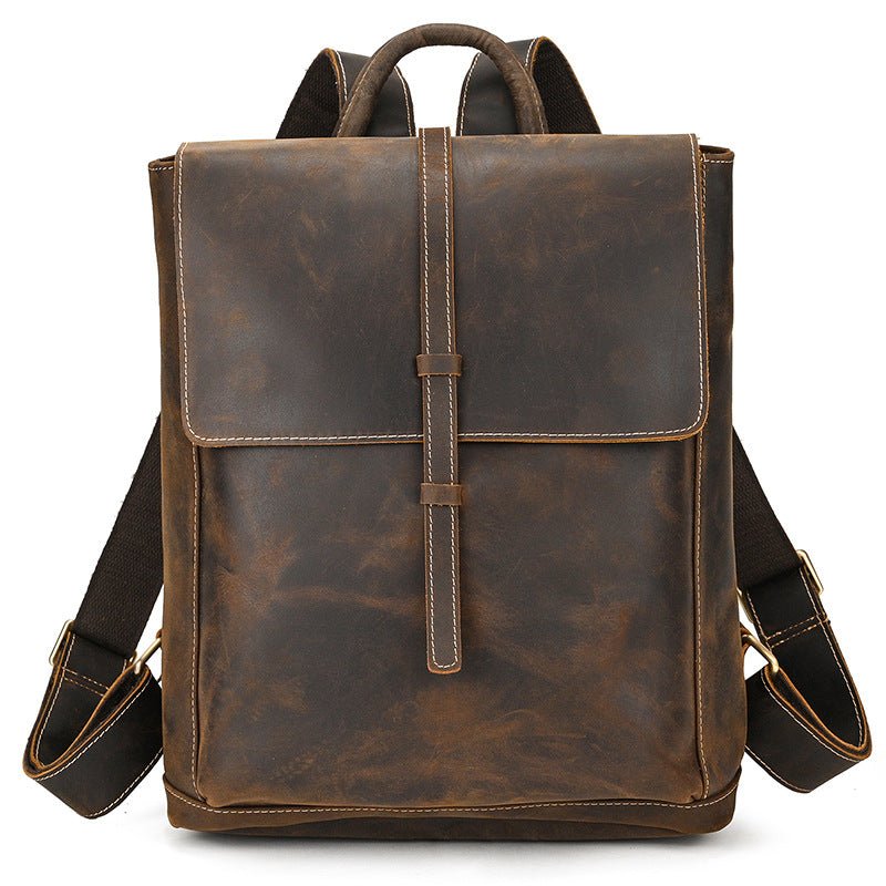Sac à Dos en Cuir Crazy Horse pour Homme, Style Rétro, Sac d'Extérieur Élégant - IVOIRART.COM