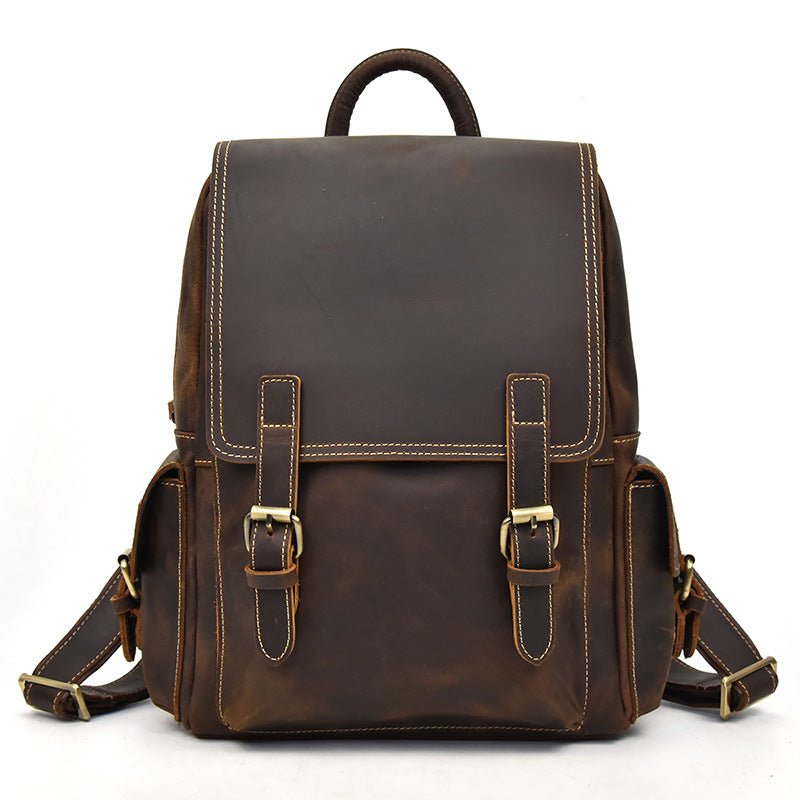 Sac à Dos en Cuir Crazy Horse pour Homme, Style Rétro, Sac d'Extérieur Élégant - IVOIRART.COM