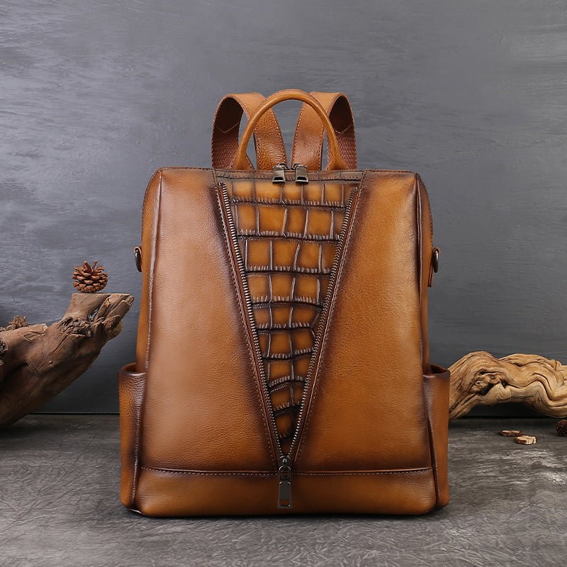 Sac à dos femme décontracté style coréen mode en cuir véritable multifonction été - IVOIRART.COM