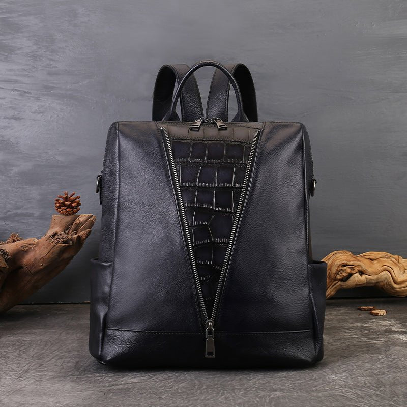 Sac à dos femme décontracté style coréen mode en cuir véritable multifonction été - IVOIRART.COM