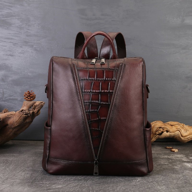 Sac à dos femme décontracté style coréen mode en cuir véritable multifonction été - IVOIRART.COM