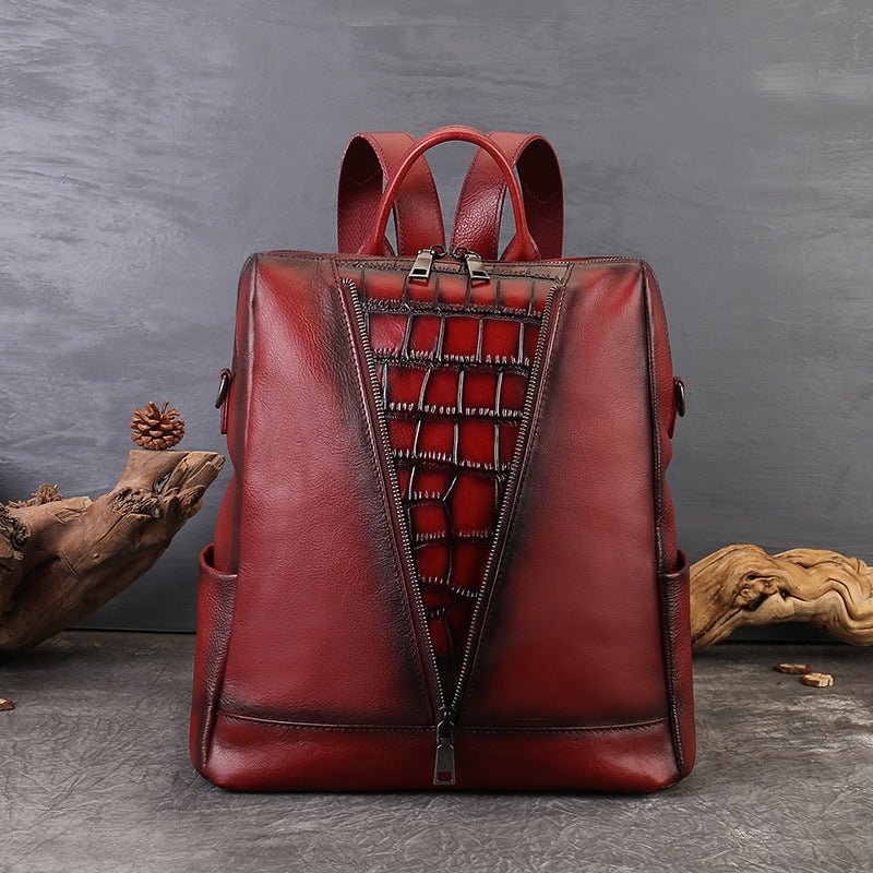 Sac à dos femme décontracté style coréen mode en cuir véritable multifonction été - IVOIRART.COM