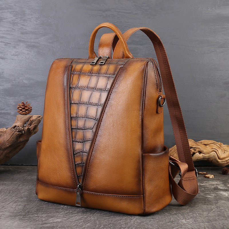 Sac à dos femme décontracté style coréen mode en cuir véritable multifonction été - IVOIRART.COM