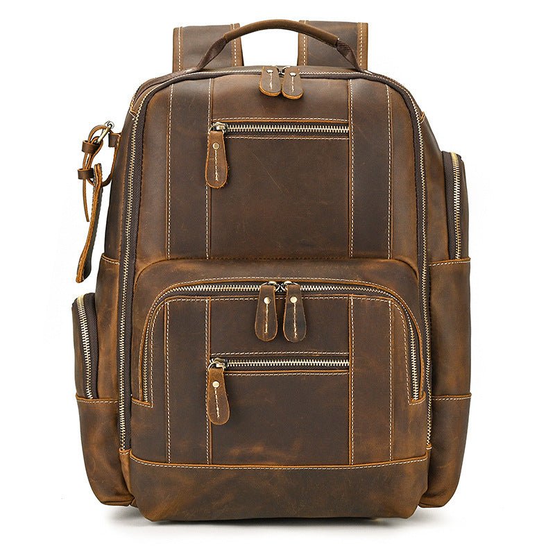 Sac à Dos Homme Rétro en Cuir de Vachette Grande Capacité pour Ordinateur 15 pouces - IVOIRART.COM