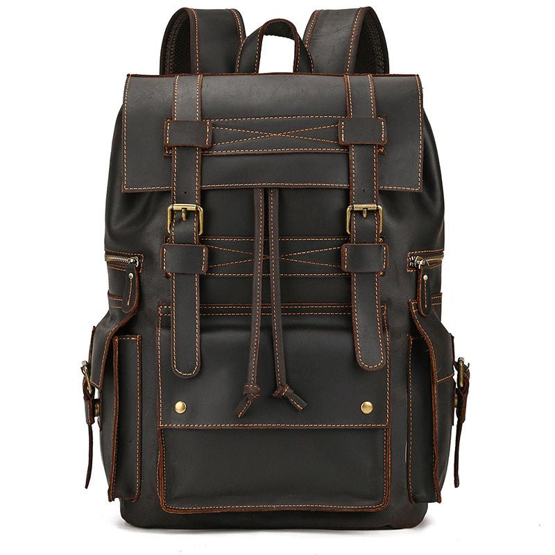 Sac à Dos Homme Rétro en Cuir de Vachette Grande Capacité pour Ordinateur 15 pouces - IVOIRART.COM