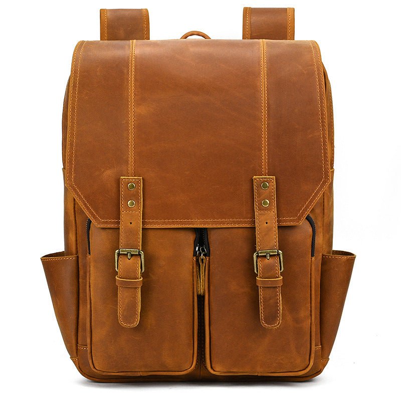 Sac à Dos Homme Rétro en Cuir de Vachette Grande Capacité pour Ordinateur 15 pouces - IVOIRART.COM