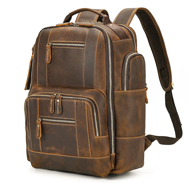 Sac à Dos Homme Rétro en Cuir de Vachette Grande Capacité pour Ordinateur 15 pouces - IVOIRART.COM
