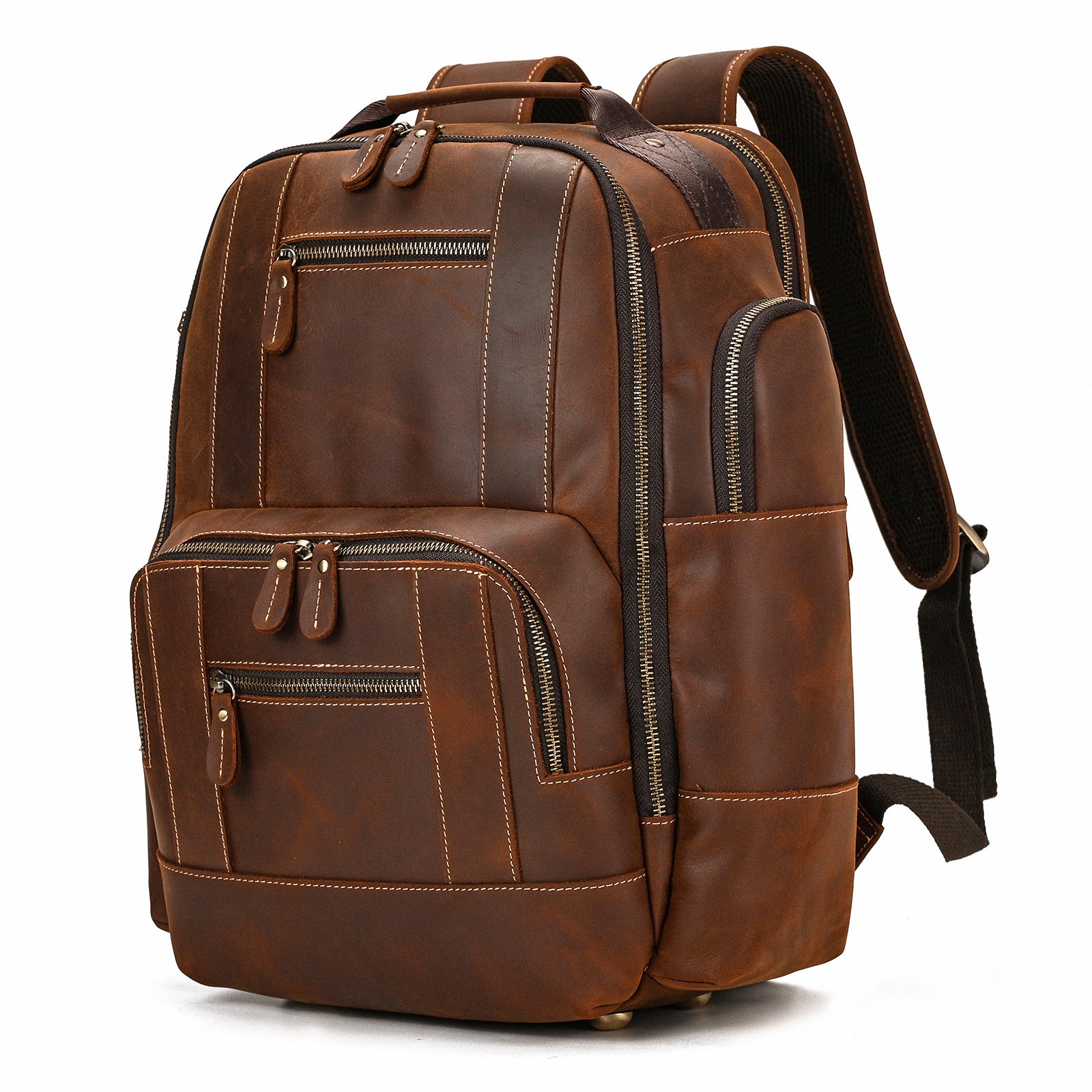Sac à Dos Homme Rétro en Cuir de Vachette Grande Capacité pour Ordinateur 15 pouces - IVOIRART.COM