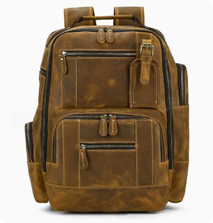 Sac à Dos Homme Rétro en Cuir de Vachette Grande Capacité pour Ordinateur 15 pouces - IVOIRART.COM