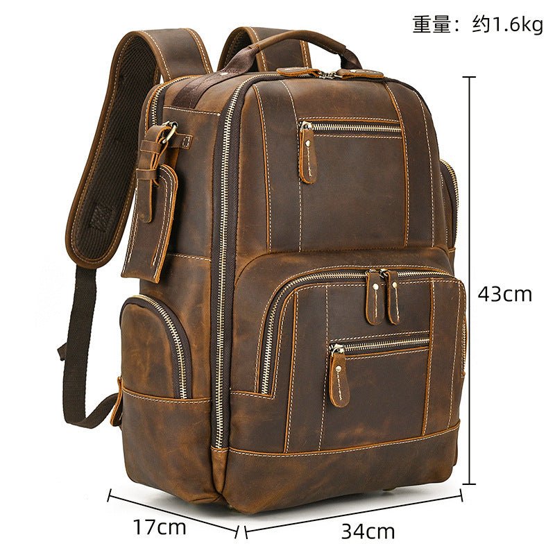 Sac à Dos Homme Rétro en Cuir de Vachette Grande Capacité pour Ordinateur 15 pouces - IVOIRART.COM