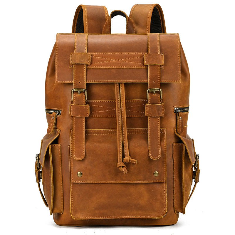 Sac à Dos Homme Rétro en Cuir de Vachette Grande Capacité pour Ordinateur 15 pouces - IVOIRART.COM