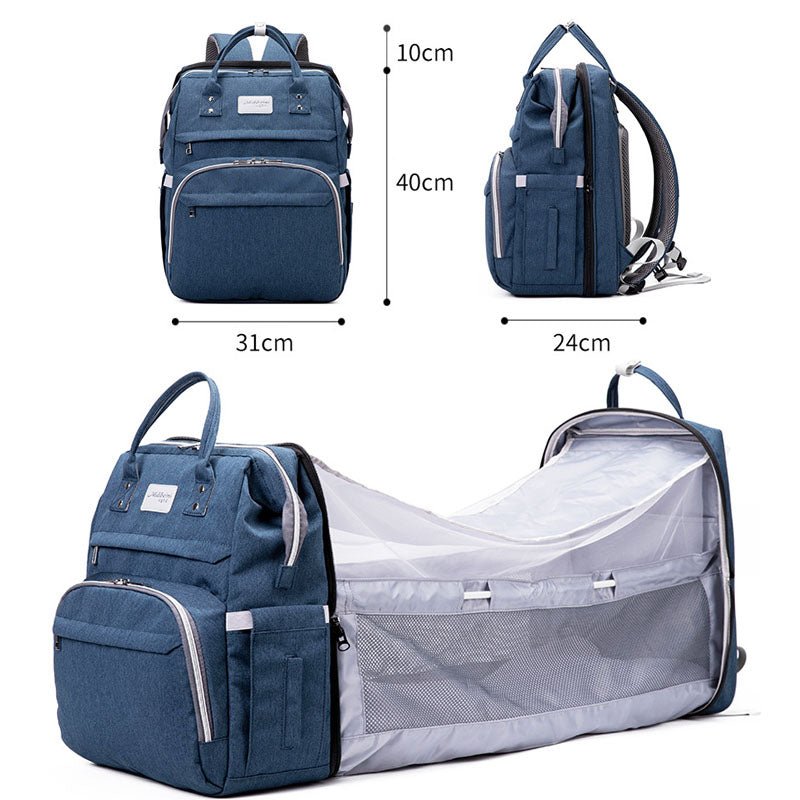 Sac à Dos Multifonction Maternité avec Mosquitoire Amovible - Grande Capacité, Lit Pliable Étanche pour Bébé, Sac à Couches Voyage - IVOIRART.COM