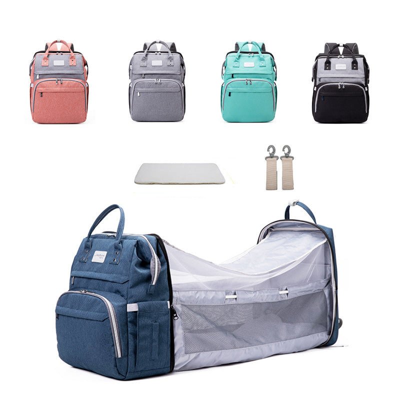 Sac à Dos Multifonction Maternité avec Mosquitoire Amovible - Grande Capacité, Lit Pliable Étanche pour Bébé, Sac à Couches Voyage - IVOIRART.COM