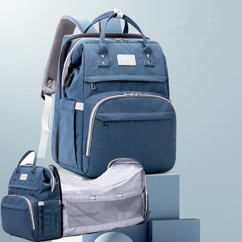 Sac à Dos Multifonction Maternité avec Mosquitoire Amovible - Grande Capacité, Lit Pliable Étanche pour Bébé, Sac à Couches Voyage - IVOIRART.COM