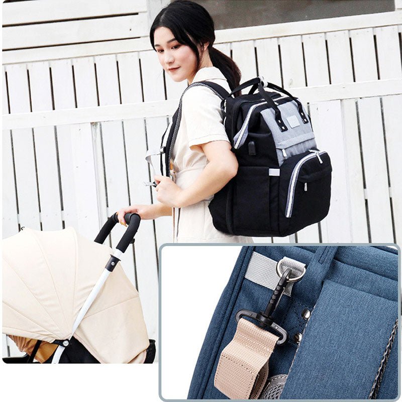 Sac à Dos Multifonction Maternité avec Mosquitoire Amovible - Grande Capacité, Lit Pliable Étanche pour Bébé, Sac à Couches Voyage - IVOIRART.COM